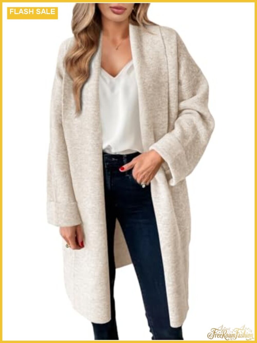 Chunky Knit Open Front Cardigan Oversized Slouchy Long Sweater Coatigan